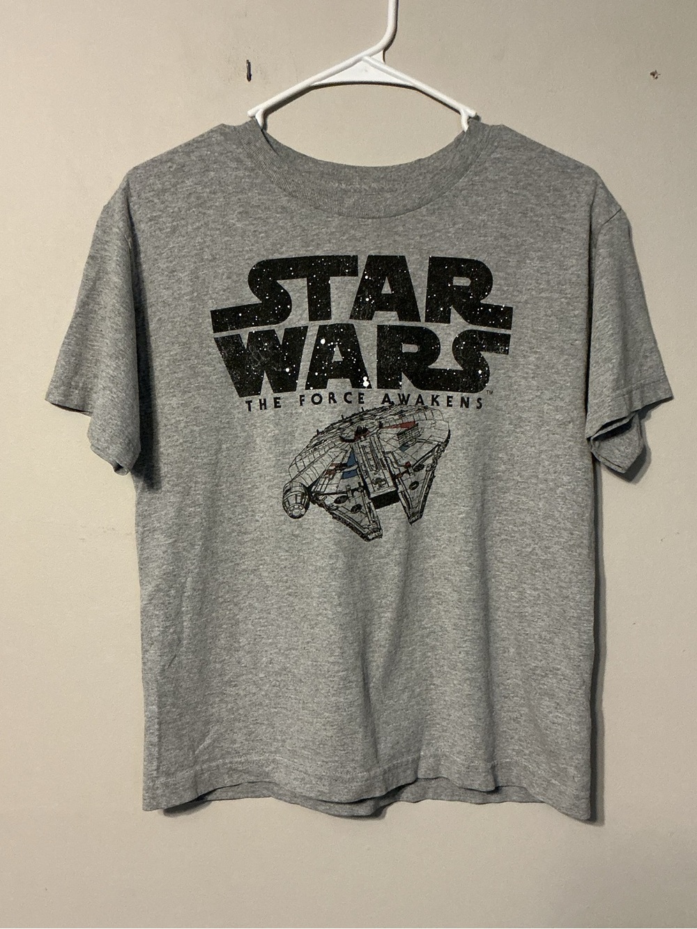 Star Wars Gray Kids Short Sleeve Tee with Millennium Falcon Graphic